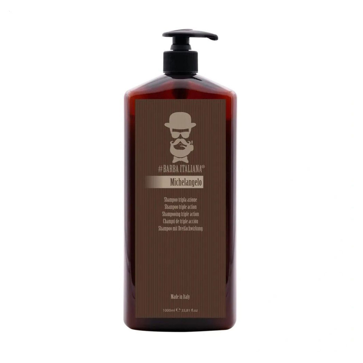 Чоловічий тривалентний шампунь для волосся  Barba Italiana Michelangelo Shampoo Triple Action, 1 л
